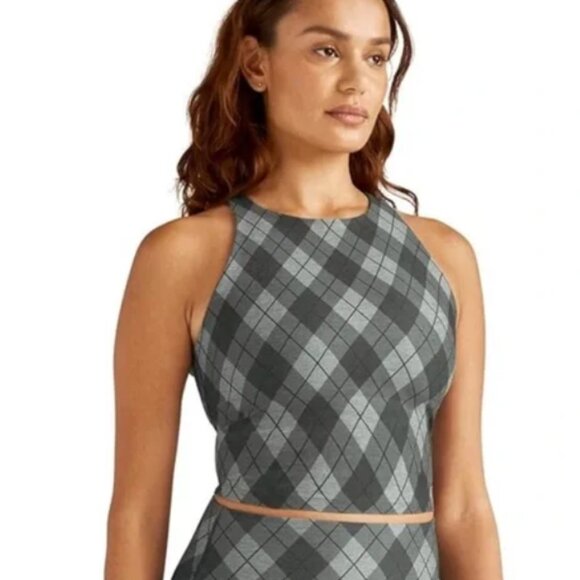Beyond Yoga Argyle High Neck Cropped Tank - Picture 1 of 3